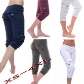 Ljetne hlače za žene Elastični struk do koljena s džepovima na gumb Ležerne sportske hlače Povratak osnovama Tajice Srednjovjekovni kostim