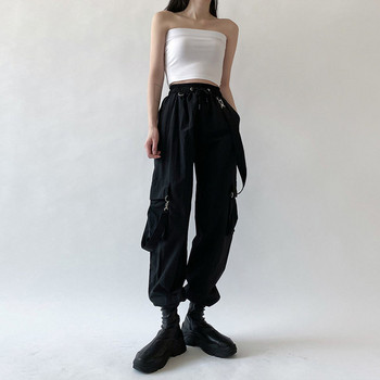 Mall Goth Μαύρο παντελόνι Cargo Γυναικεία ρούχα Street, γοτθικά φαρδιά παντελόνια με ψηλή μέση Κορεάτικη φόρμα φούτερ 2023