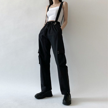 Mall Goth Μαύρο παντελόνι Cargo Γυναικεία ρούχα Street, γοτθικά φαρδιά παντελόνια με ψηλή μέση Κορεάτικη φόρμα φούτερ 2023