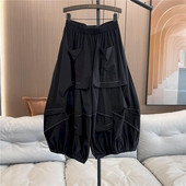 Hlače širokih nogavica Ženski trend proljeće/ljeto Niche dizajn Ležerne hlače Elastični struk Labave Osmerokutne hlače s naborima osobnosti