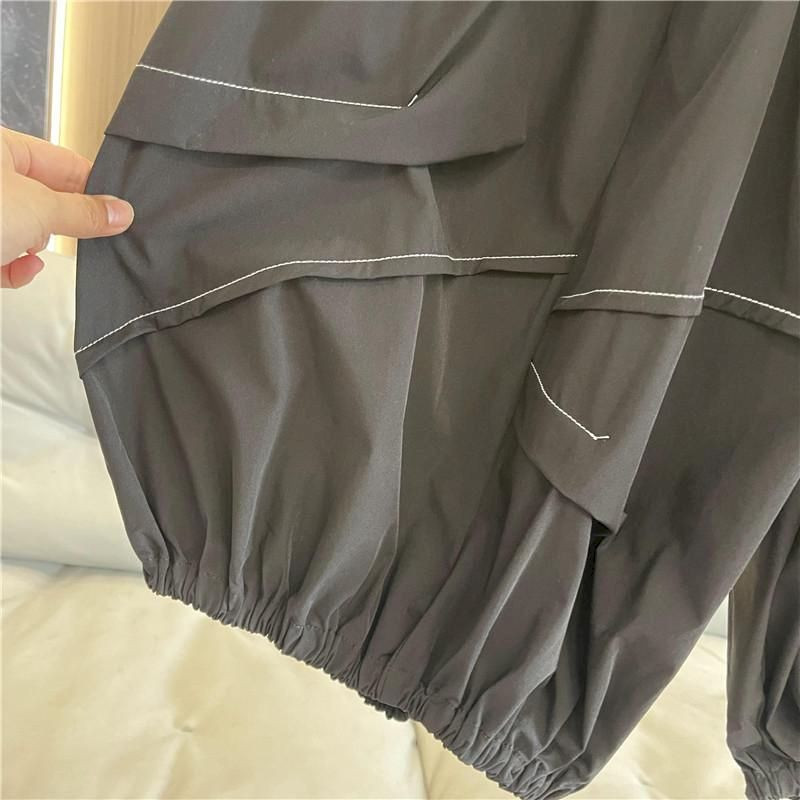 Hlače širokih nogavica Ženski trend proljeće/ljeto Niche dizajn Ležerne hlače Elastični struk Labave Osmerokutne hlače s naborima osobnosti
