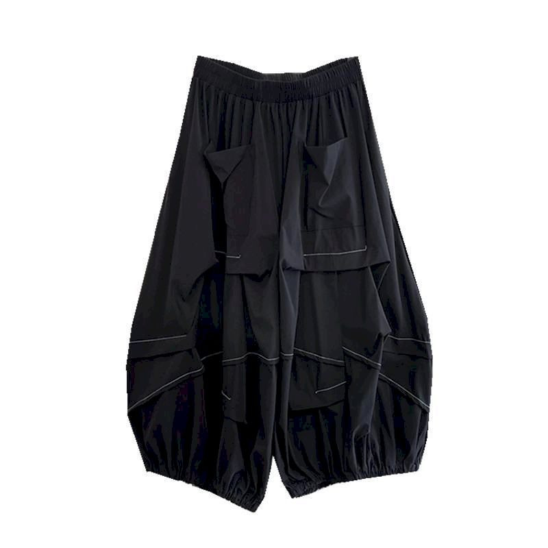 Hlače širokih nogavica Ženski trend proljeće/ljeto Niche dizajn Ležerne hlače Elastični struk Labave Osmerokutne hlače s naborima osobnosti