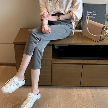Παντελόνι Γυναικείο Καλοκαίρι Νέο Κορεάτικο Στιλ Παντελόνι με ψηλόμεσο μέχρι τον αστράγαλο Παντελόνι από χαρέμι Απλό παντελόνι, μασίφ φαρδύ Vintage Φοιτητικό OL Trendy