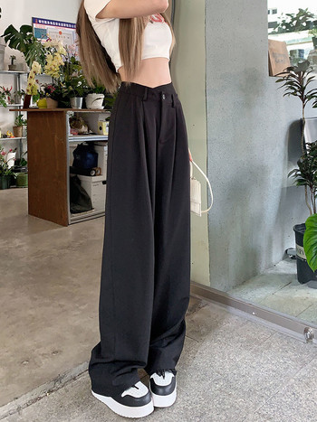 Παντελόνι Φαρδύ Γυναικείο Ψηλόμεσο Φαρδύ διπλό Μακρύ παντελόνι μονόχρωμο Γυναικείο Streetwear Μόδα Ρούχα