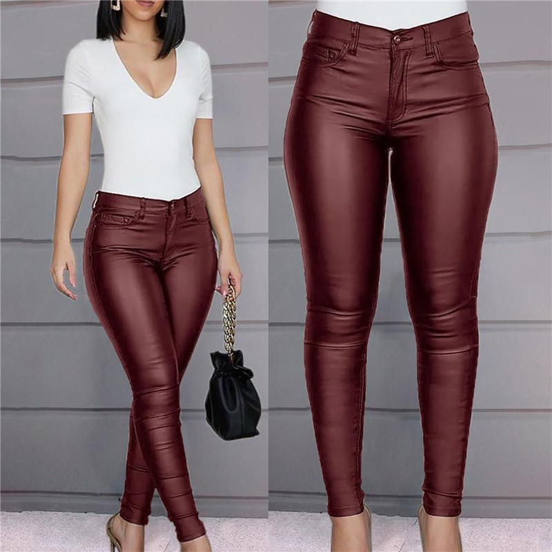 Műbőr nadrágok női fekete szexi push up magas derekú nadrágok nagy méretű fitnesz Skinny Jeggings nadrágok új