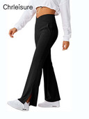 CHRLEISURE Skinny Sport Nadrágok Női Tavaszi Fitness Keresztbe húzott magas derekú Nadrág Alkalmi, osztott zsebű, fényes nadrág Női