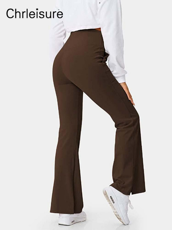 CHRLEISURE Skinny Sport Nadrágok Női Tavaszi Fitness Keresztbe húzott magas derekú Nadrág Alkalmi, osztott zsebű, fényes nadrág Női