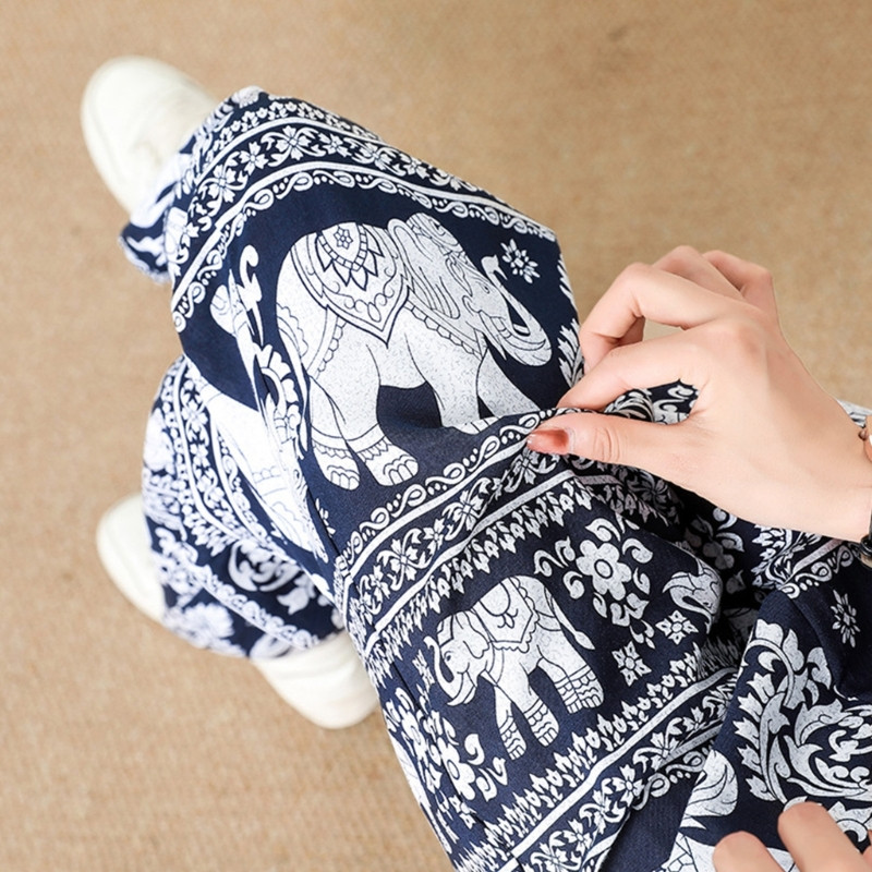 Női Palazzo nadrág széles szárú magas derekú elefánt nyomott Lounge Beach nadrág