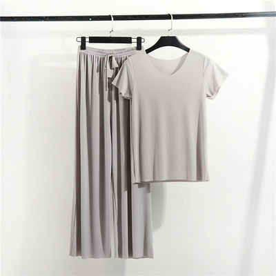 Sieviešu mājas apģērbs, 2 daļ. komplekts Sieviešu mājas uzvalks vasaras Sieviešu atpūtas apģērbs Rudens brīvs mājas apģērbs Sieviešu pidžamas bikšu komplekts