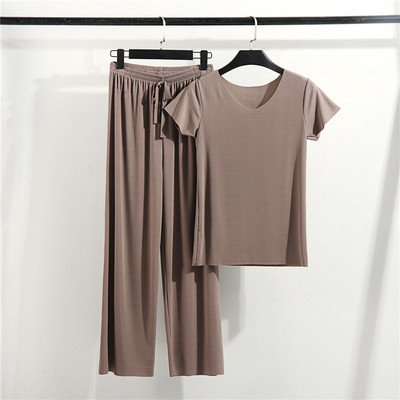 Sieviešu mājas apģērbs, 2 daļ. komplekts Sieviešu mājas uzvalks vasaras Sieviešu atpūtas apģērbs Rudens brīvs mājas apģērbs Sieviešu pidžamas bikšu komplekts