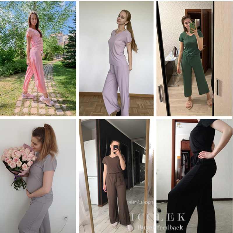 Sieviešu mājas apģērbs, 2 daļ. komplekts Sieviešu mājas uzvalks vasaras Sieviešu atpūtas apģērbs Rudens brīvs mājas apģērbs Sieviešu pidžamas bikšu komplekts