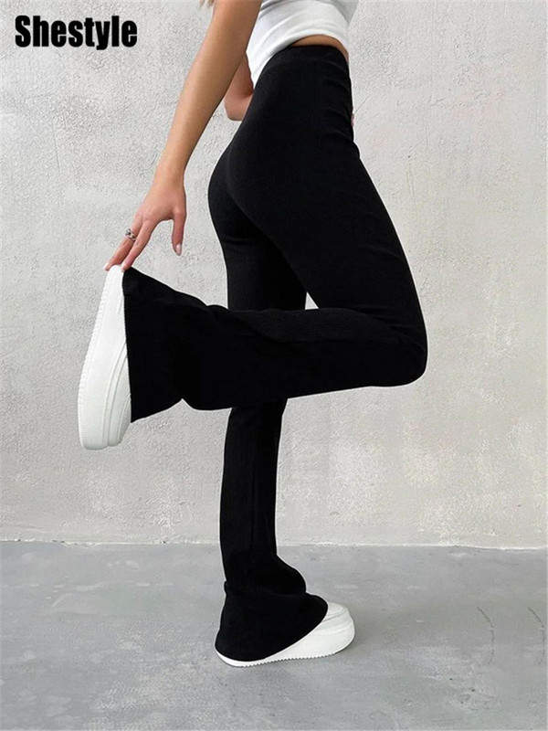 Shestyle rievotas adītas bikses sievietēm izdilis rudens šauri ar augstu vidukli Eleganta tekstūra Visa atbilst ikdienišķa ķermeņa forma apakšā Mode