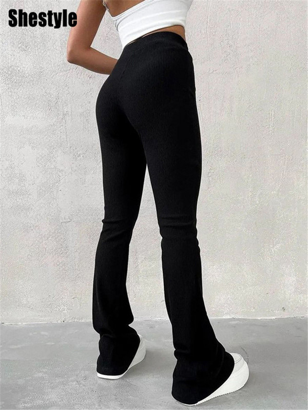 Shestyle rievotas adītas bikses sievietēm izdilis rudens šauri ar augstu vidukli Eleganta tekstūra Visa atbilst ikdienišķa ķermeņa forma apakšā Mode