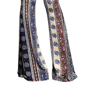 Vintage γυναικείο Boho ρετρό παντελόνι 2022 Floral Hippie High Waist Flare Παντελόνι με φαρδύ πόδι Παντελόνι με καμπάνα παντελόνι