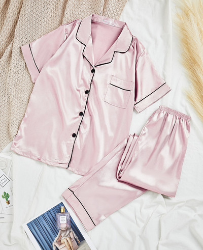 Γυναικεία Σετ Πυτζάμες Σατέν Πάρτυ Γυναικεία 2 τεμάχια πιτζάμες Κοντομάνικα Casual Σετ Πιτζάμες Άνοιξη Καλοκαίρι Σετ Πυτζάμες Μεταξωτό Σετ Πυτζάμες