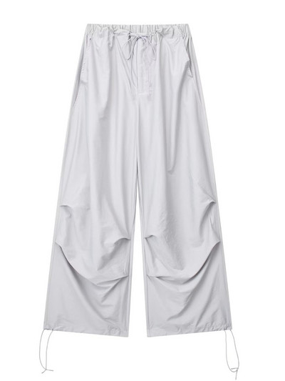 TRAF Sieviešu Modes Sānu kabatas Plisētas Izpletņa Bikses Vintage Augsts Elastīgs Viduklis Ar Savelkamām Auklām Sieviešu bikses Mujer