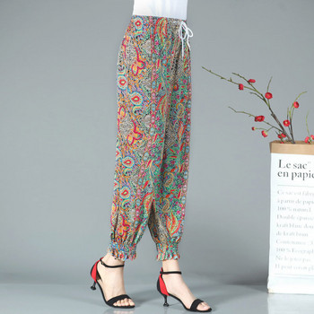 Καλοκαιρινά Γυναικεία Ενδύματα Αντικουνουπικά Cropped Wide Leg Παντελόνι Simplicity Ice Silk Floral Print Bundle Feet Bloomers Pantellon