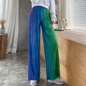 Καλοκαιρινό φθινοπωρινό παντελόνι με φαρδύ πόδι για γυναίκες Casual ελαστικό ψηλόμεσο 2022 Νέα μόδα φαρδιά μακρύ παντελόνι Πλισέ παντελόνι παντελόνι Femme