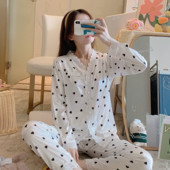 Mežģīņu pidžamas komplekts ar V veida kakla izgriezumu, pavasara rudens sieviešu satīna pidžamu komplekts ar garām piedurknēm.