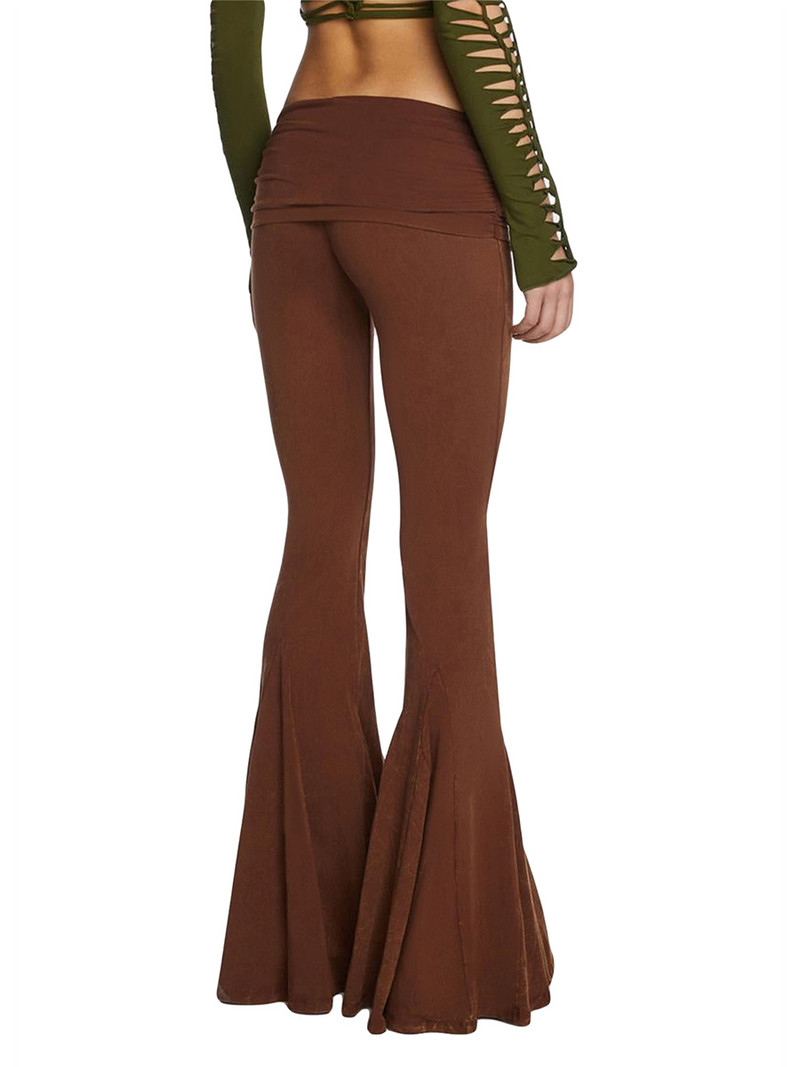 Γυναικεία Ανοιξιάτικα, Φθινοπωρινά, Slim Flared Παντελόνια Μονόχρωμα Παντελόνια με χαμηλή μέση, στενό παντελόνι με καμπάνα 2023 Streetwear