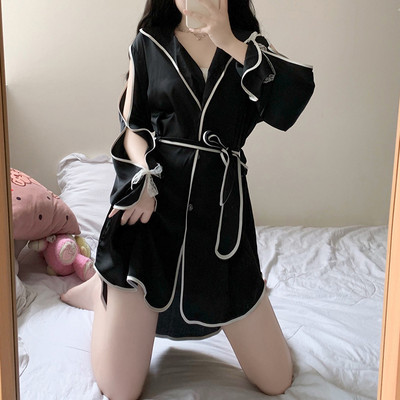 Seksīgs jauks naktskrekls sieviešu šifona krekls puiša stila apakšveļa formas tērps kārdinājums nakts kleita sieviešu guļamveļa apakšveļas kleita