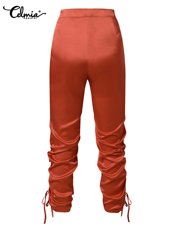 Celmia Streetwear sievietēm Pantalon Mujer potītes savilkšanas aukliņas modes elegants 2023. gada pavasara harēma bikses, satīna šauras garās bikses