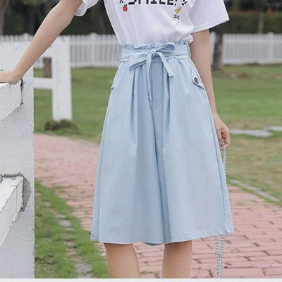 Wakamono Sieviešu Vasaras Bikses ar augstu vidukli sievietēm Platas bikses Korejiešu modes melnas bikses sievietēm 2022