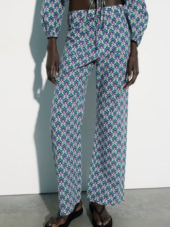 Kumsvag 2023 Γυναικεία ίσια καλοκαιρινά παντελόνια μόδας τύπωμα κουμπιά Τσέπες Γυναικεία κομψά στενά παντελόνια στο δρόμο Ρούχα