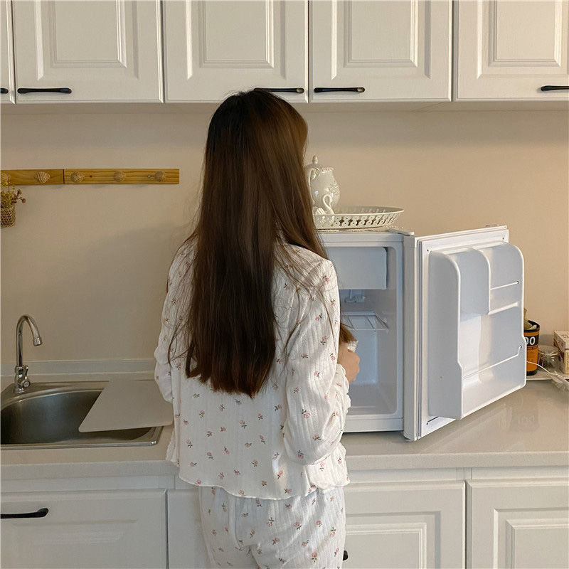 Pizsama szettek Női Spring Ins Divat Szexi Elegáns Trendi Hálóruha Laza Népszerű Puha Elegáns Hálóruha Otthoni Hosszú ujjú Ulzzang