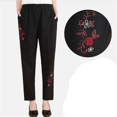 2022 tavaszi őszi vékony középkorú női nadrág nagy méretű rugalmas derékalkalmi egyenes nadrág nagymama női nadrág 5XL W111