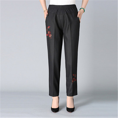 2022 tavaszi őszi vékony középkorú női nadrág nagy méretű rugalmas derékalkalmi egyenes nadrág nagymama női nadrág 5XL W111