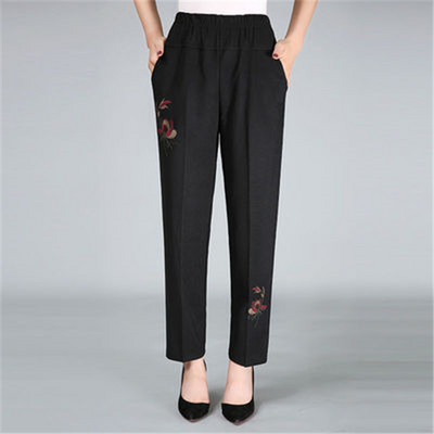 2022 tavaszi őszi vékony középkorú női nadrág nagy méretű rugalmas derékalkalmi egyenes nadrág nagymama női nadrág 5XL W111