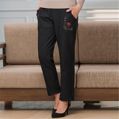 2022 tavaszi őszi vékony középkorú női nadrág nagy méretű rugalmas derékalkalmi egyenes nadrág nagymama női nadrág 5XL W111