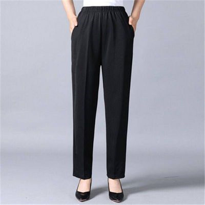 2022 tavaszi őszi vékony középkorú női nadrág nagy méretű rugalmas derékalkalmi egyenes nadrág nagymama női nadrág 5XL W111