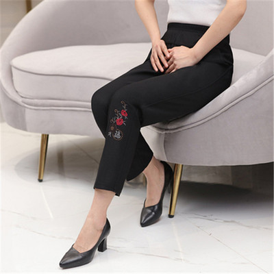 2022 tavaszi őszi vékony középkorú női nadrág nagy méretű rugalmas derékalkalmi egyenes nadrág nagymama női nadrág 5XL W111