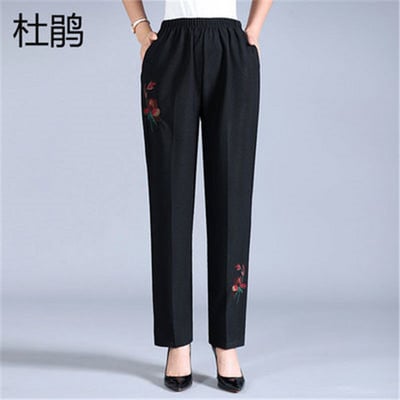 2022 tavaszi őszi vékony középkorú női nadrág nagy méretű rugalmas derékalkalmi egyenes nadrág nagymama női nadrág 5XL W111