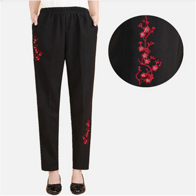 2022 tavaszi őszi vékony középkorú női nadrág nagy méretű rugalmas derékalkalmi egyenes nadrág nagymama női nadrág 5XL W111