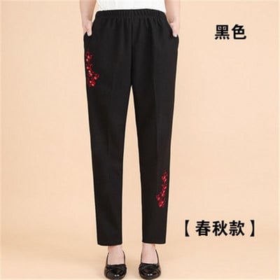 2022 tavaszi őszi vékony középkorú női nadrág nagy méretű rugalmas derékalkalmi egyenes nadrág nagymama női nadrág 5XL W111