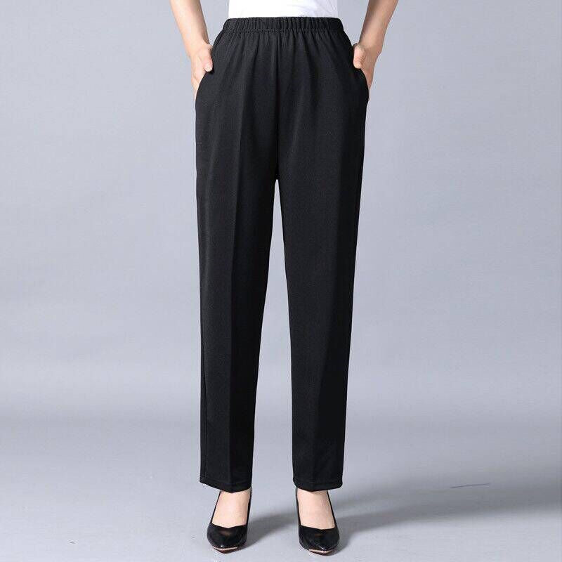 2022 tavaszi őszi vékony középkorú női nadrág nagy méretű rugalmas derékalkalmi egyenes nadrág nagymama női nadrág 5XL W111