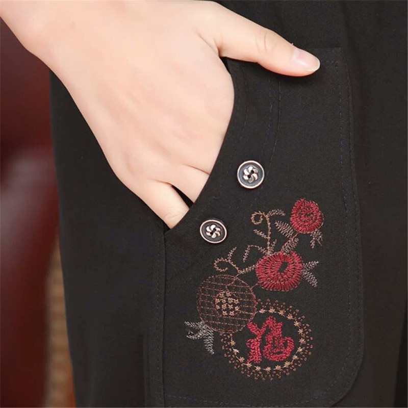 2022 tavaszi őszi vékony középkorú női nadrág nagy méretű rugalmas derékalkalmi egyenes nadrág nagymama női nadrág 5XL W111