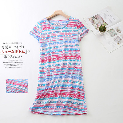 Kootud lühikeste varrukatega puuvillane öösärk, armas multifilmide trükkimine koduseks magamiskotid Naistele suures suuruses öösärgid pidžaamad magamisriided