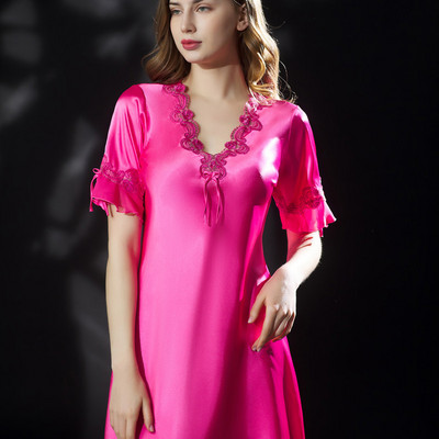 Sieviešu zīda naktskrekli liela izmēra seksīgi mežģīņu plāni zīdaini satīna naktskrekli vasaras sievietēm Liela izmēra naktskrekli gulēšanai