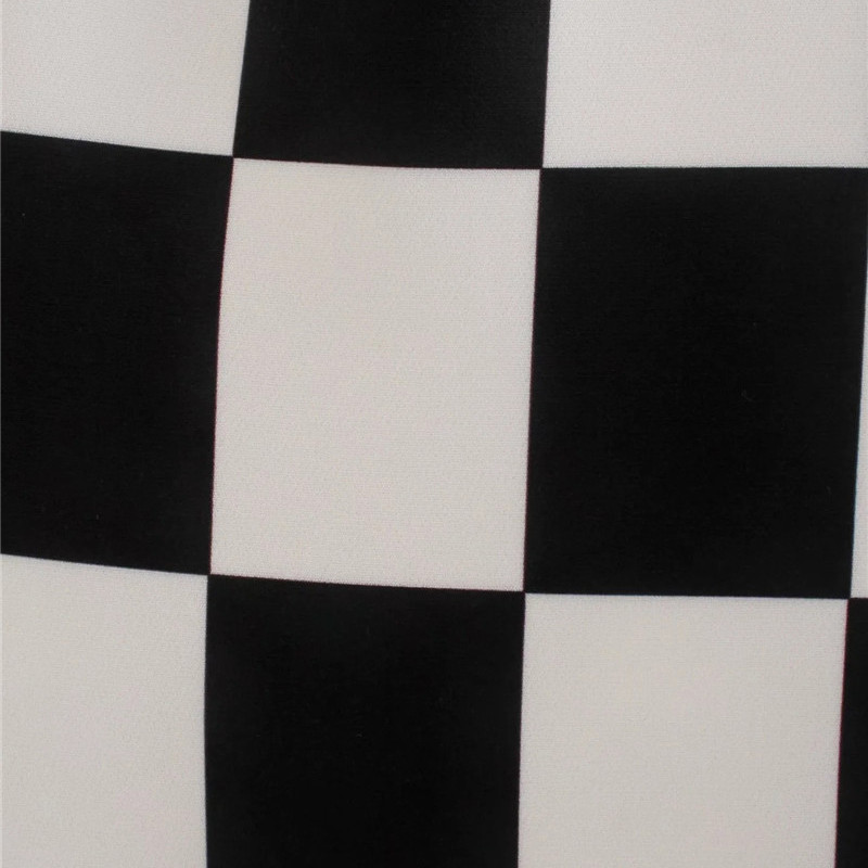 Merodi Chic Lady Κομψό Λευκό&Μαύρο καρό στάμπα Μακρύ ίσιο γυναικείο παντελόνι φθινοπωρινό casual ψηλόμεσο ζα παντελόνι