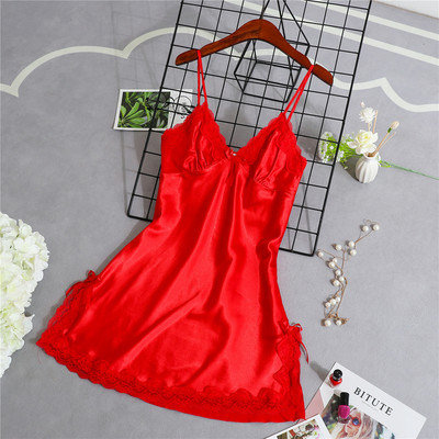 Cămașă de noapte din satin pentru femei Rochie de noapte sexy Lenjerie de noapte din dantelă de vară Îmbrăcăminte de acasă Lenjerie de noapte Rochii fără mâneci din mătase