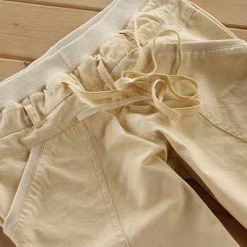 Κομψό γυναικείο μονόχρωμο κορδόνι ελαστικό slims μέσης με μολύβι Παντελόνι παντελόνι παντελόνι με πολλές τσέπες και λουράκια στα πόδια
