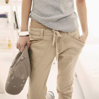 Šikk naiste ühevärviline pingutusnöör elastne vöökoht Slims Fit pliiatspüksid püksid püksid mitme tasku ja säärerihmadega