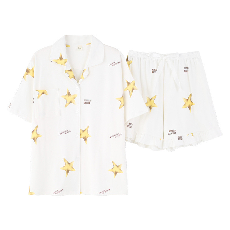 Pidžamu komplekti Sieviešu liela izmēra 3XL Vasaras topi ar īsām piedurknēm Šorti Mīksti, brīvi Kawaii Sleepwear Mujer Simple Chic Korejas stila Ins