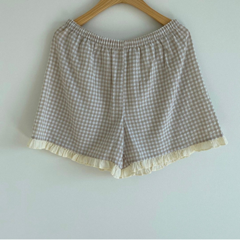 Női pizsama szettek rövid ujjú, kockás masni fodrok tervezett tiniknek, édes Kawaii koreai stílusú, laza, alkalmi, kényelmes hálóruha M-3XL elegáns