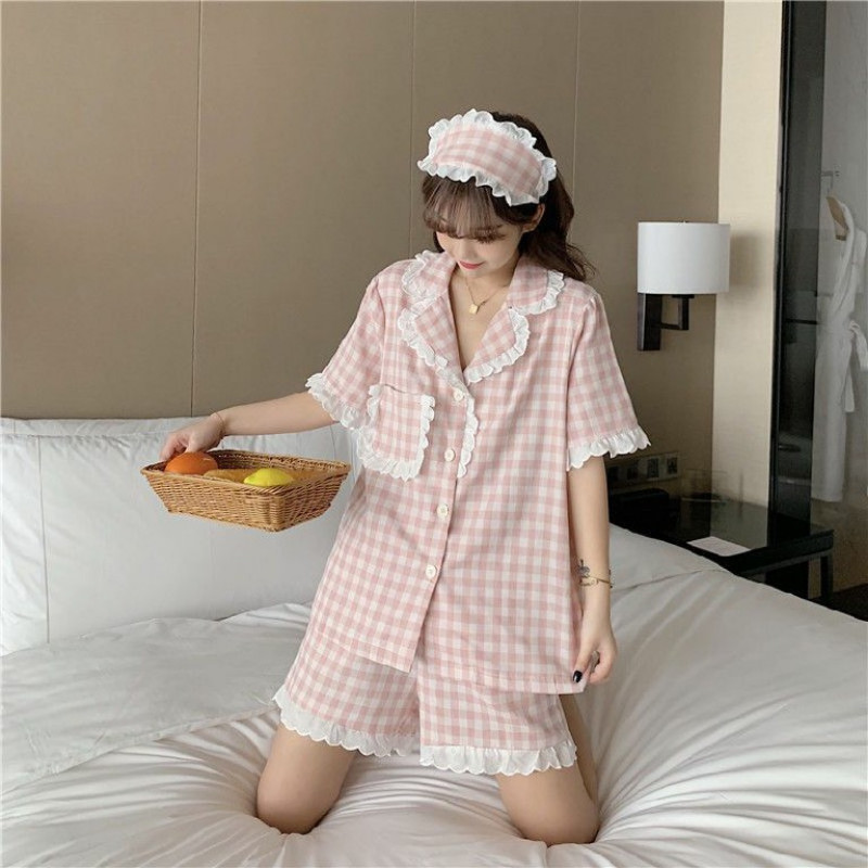 Pizsama szettek Női nyári zacskós, vintage kockás tervezésű édes, gyengéd, légáteresztő, puha hálóruha Elegáns otthoni társalgó, népszerű hely