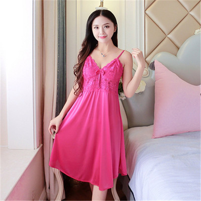Seksīgs mežģīņu naktskrekls sieviešu guļamveļa pidžamas vasaras šifons bez piedurknēm ar V kakla izgriezumu, sieviešu naktskrekls, sieviešu mājas apģērbs, rozā W1893